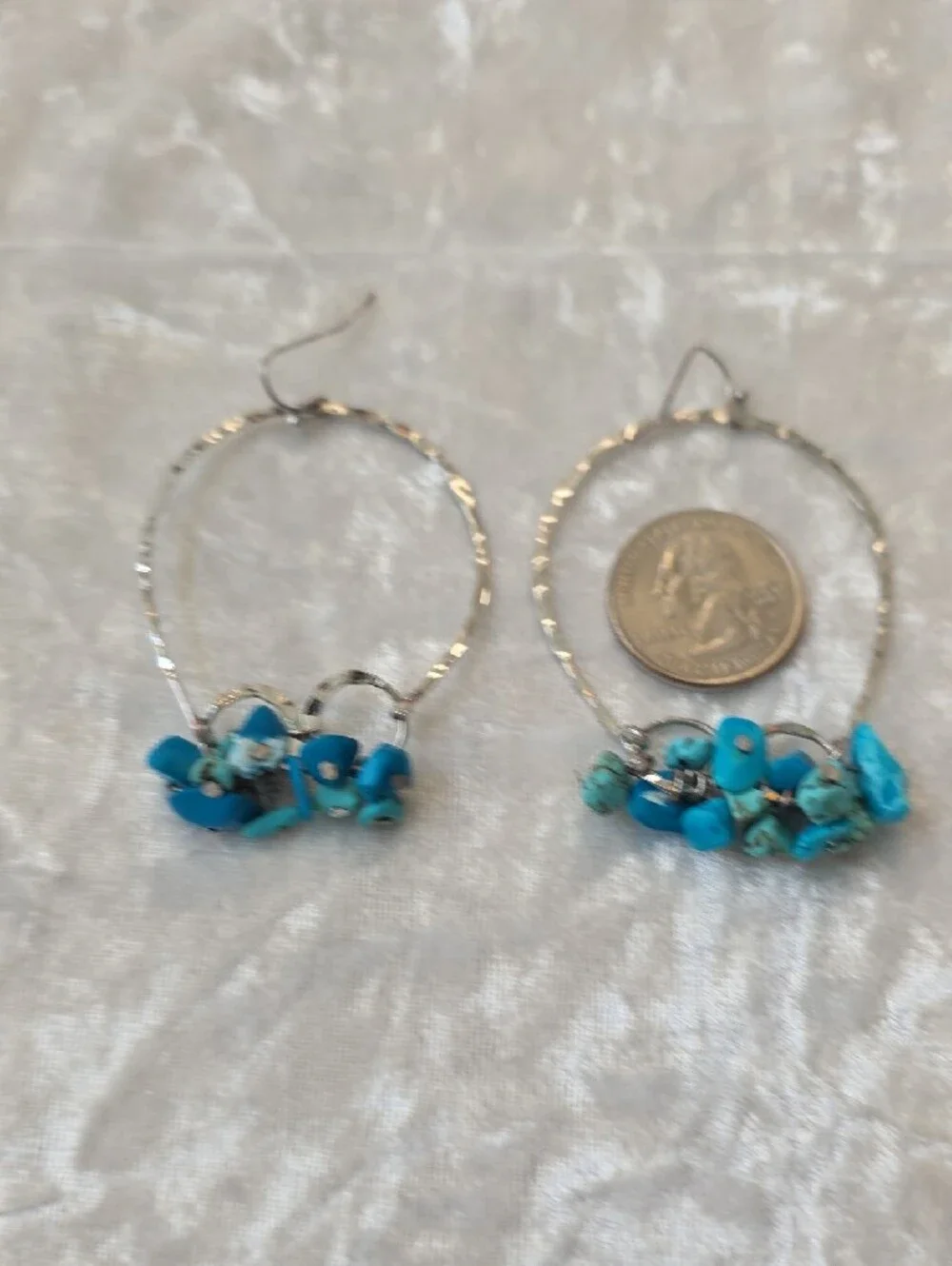 Turquoise Chip Hoop BOHO Southwestern Earrings